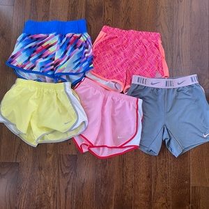 Girls athletic shorts bundle — 5 pairs excellent to like-new!